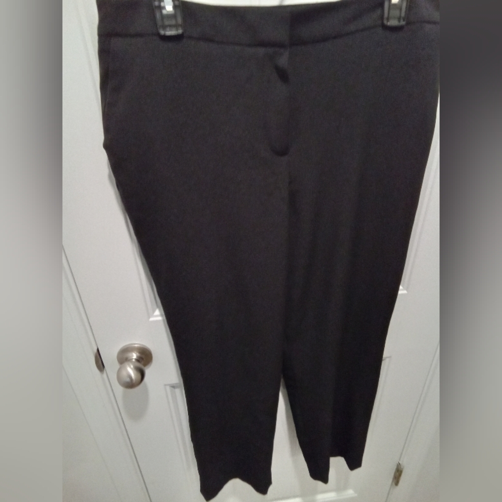 2-$10...Kasper Size 12 Classic Black Straight Leg Dress Pants Pockets 27" Inseam